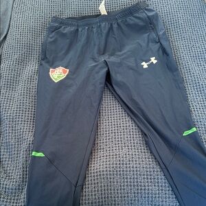 Under Armour Men's Navy Joggers with Green Details
